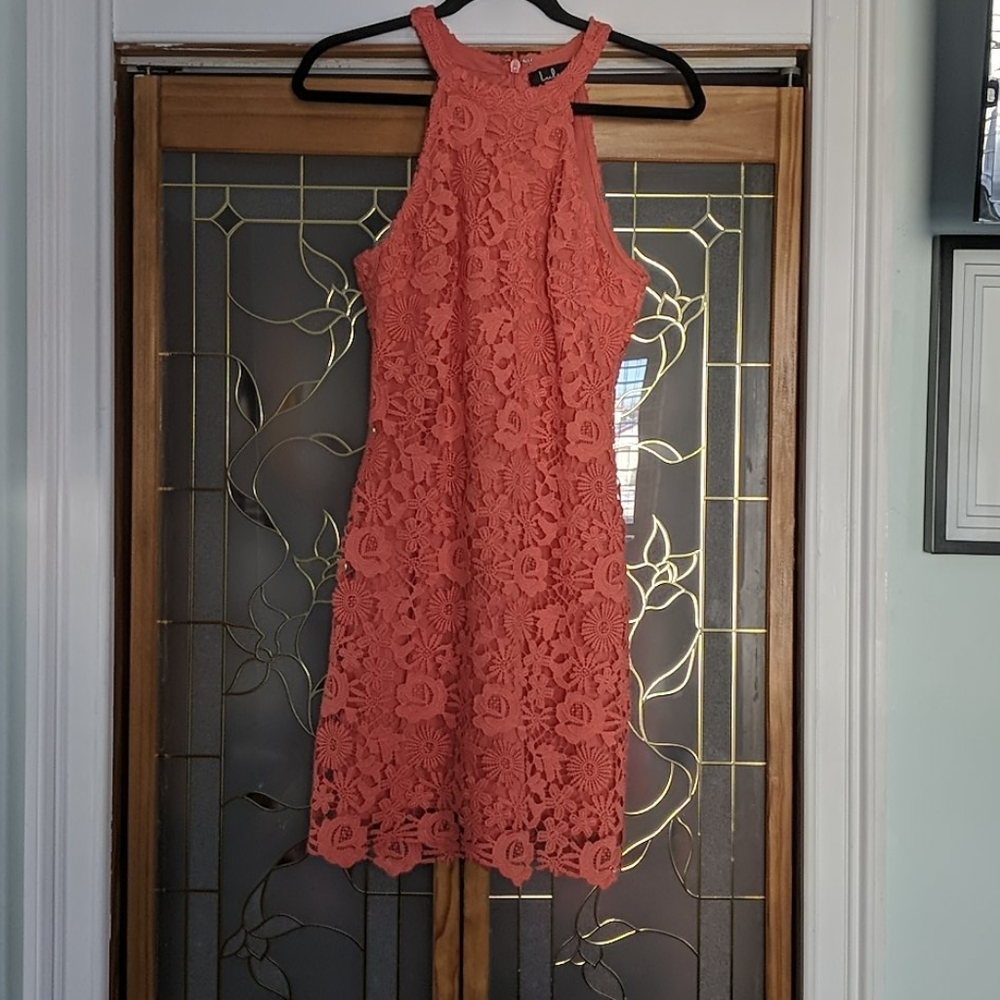 Lulu's coral orange mini dress